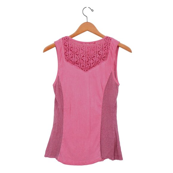Angels Never Die Mixed Media Ruched Pink Lace Chest Tank Top 1 S - Picture 3 of 3
